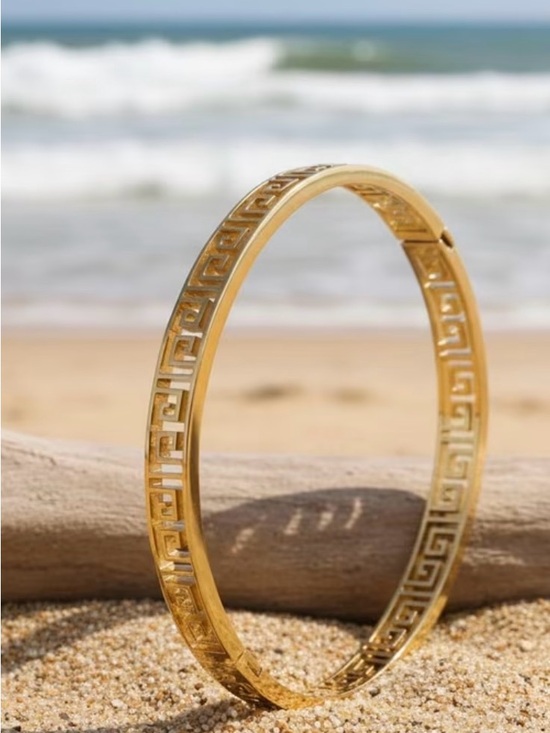 Jewelry - Gold Color Greek Key Bangle Bracelet - Women Jewelry